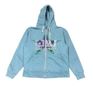 Unwanted Star Glitter Blue Full Zip Hoodie Men's Medium Streetwear